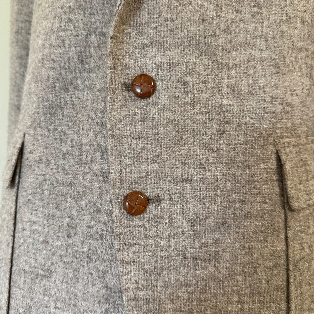 Rare Vintage Levis Mens Brown Tweed 100% Wool Blazer‎ with Leather Buttons 42R